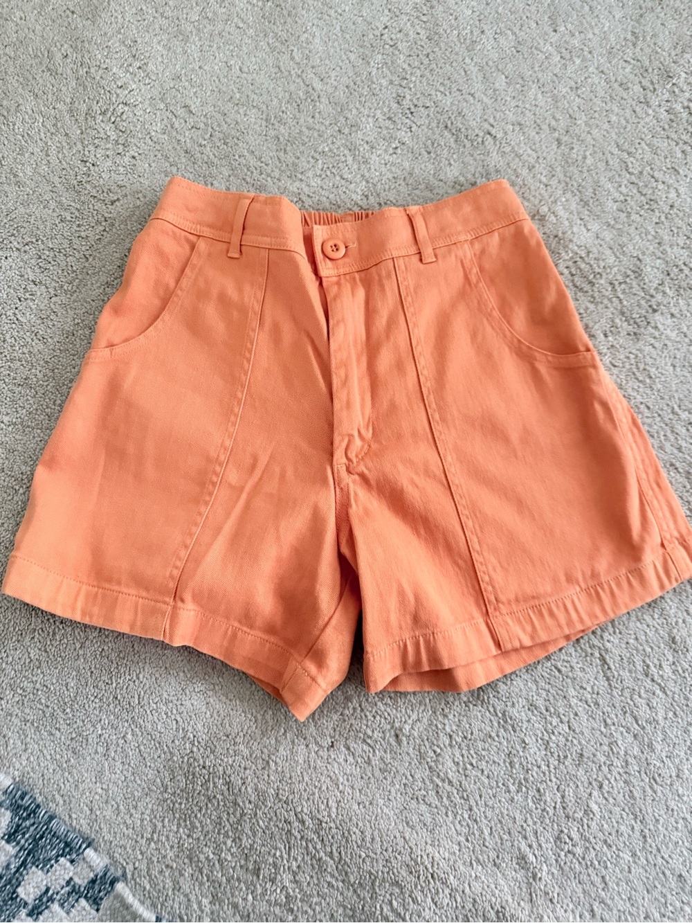 Jungmaven High Waist Coral-Orange Cotton Shorts
